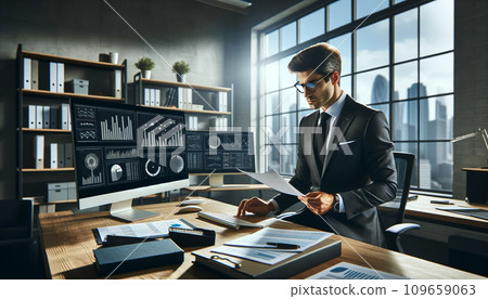 Certified public accountant working in a modern office Certified public accountant working in a modern office 109659063