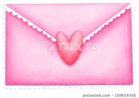 Watercolor Valentine Love Letter Clipart  109659308