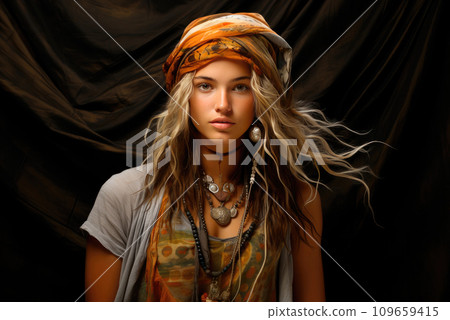 Young caucasian blonde hippie woman Young caucasian blonde hippie woman 109659415
