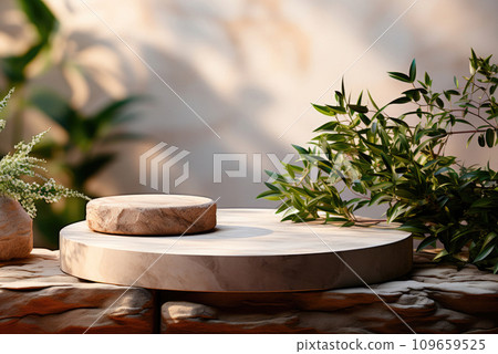 Stone podium for the demonstration of eco-products 109659525