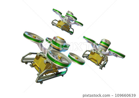 Drone delivery image (formation flight, white background) 109660639