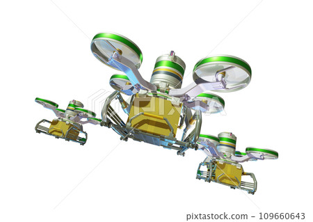 Drone delivery image (formation flight, white background) 109660643