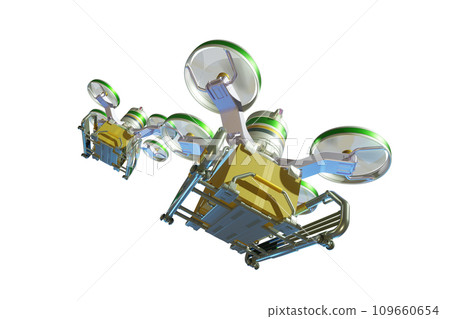 Drone delivery image (formation flight, white background) 109660654