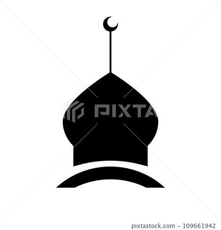 伊斯蘭清真寺剪影圖標。向量。 伊斯蘭清真寺剪影圖標。向量。 109661942