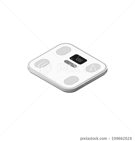 Illustration of a body composition meter drawn using isometric projection 109662028