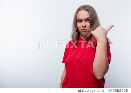 European teenage girl is puzzled and outraged 109662398