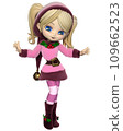 Cute Toon Christmas Elf Girl in Pink 109662523