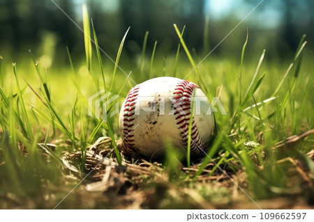 Baseball ball in grass. 109662597
