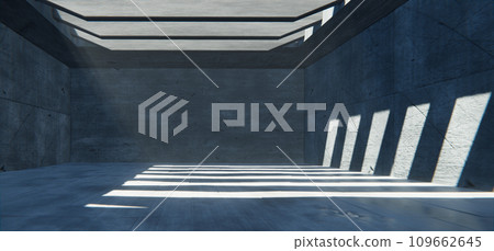 Futuristic concrete hallway, brutal architecture background 109662645