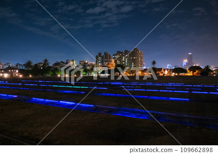 Kaohsiung, Taiwan, Hara Star Railway Cultural Park at night Kaohsiung, Taiwan, Hara Star Railway Cultural Park at night 109662898
