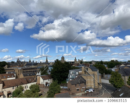 Cityscape of a rural town photographed from a hill Cityscape of a rural town photographed from a hill 109663515