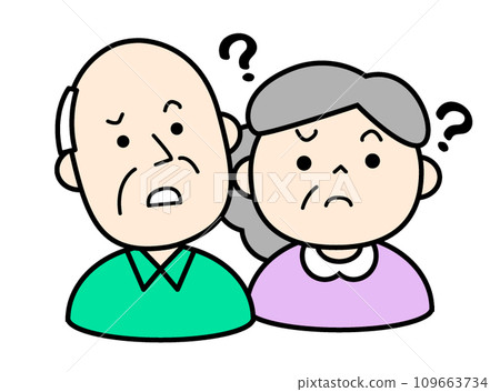 Illustration of a senior couple having doubts 109663734