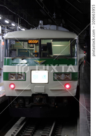 185 series Shinkansen relay color parked at Ueno Station horizon platform 109663955