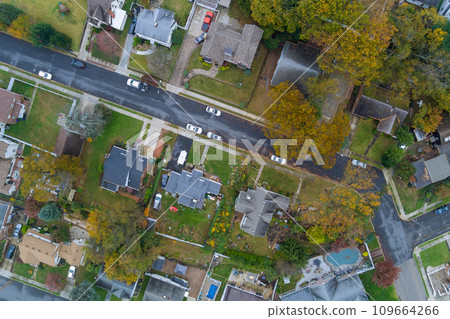 View from height of small American town in New Jersey 109664266