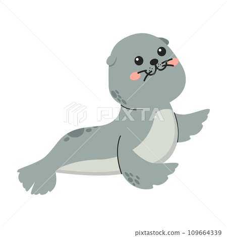 Seal cute animal cartoon flat Seal cute animal cartoon flat 109664339