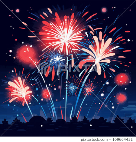 手绘卡通新年礼花插画图片 109664431