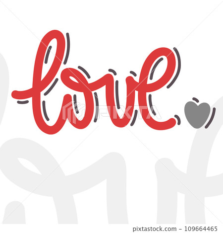 LOVE word with heart hand drawn lettering. 109664465