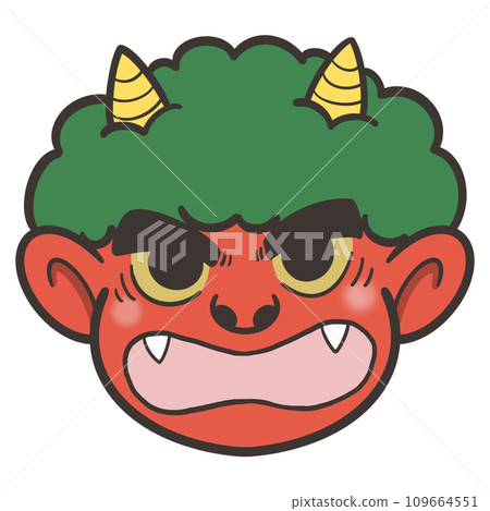 憤怒的紅色惡魔面具的插圖 憤怒的紅色惡魔面具的插圖 109664551