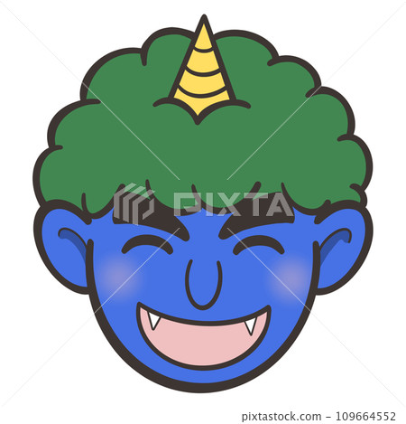 微笑的藍色惡魔面具的插圖 109664552