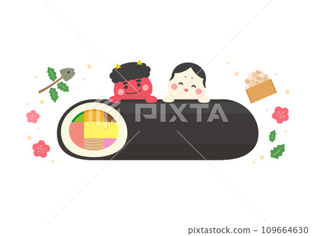 節分插畫素材、江禦卷、紅魔、禦福 節分插畫素材、江禦卷、紅魔、禦福 109664630