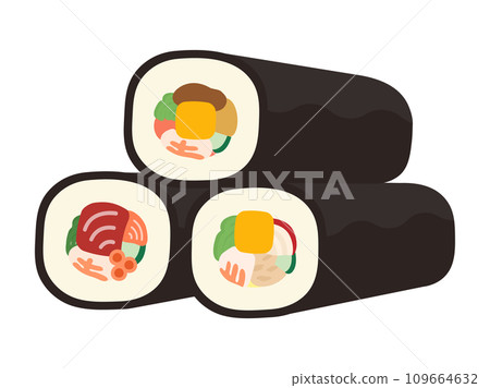 Setsubun illustration material, three ehomaki rolls Setsubun illustration material, three ehomaki rolls 109664632