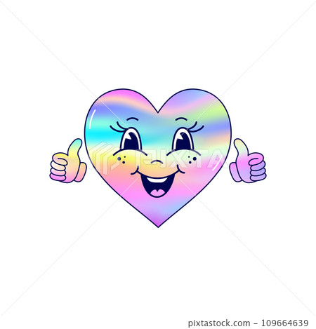 Cartoon heart on white background.Holographic color. Cartoon heart on white background.Holographic color. 109664639