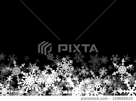 Christmas background with falling snowflakes. Winter holiday background or frame with pattern of layered snow. 109666020