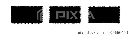 Set Black rectangle frames with jagged edges isolated on white background.Vector illustpation. Set Black rectangle frames with jagged edges isolated on white background.Vector illustpation. 109666403