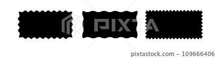 Zigzag edge rectangle shapes set isolated on white background. Vector illustration 109666406