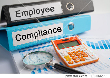 Salary, Employee. Binder data finance report business with graph analysis in office. 109666552