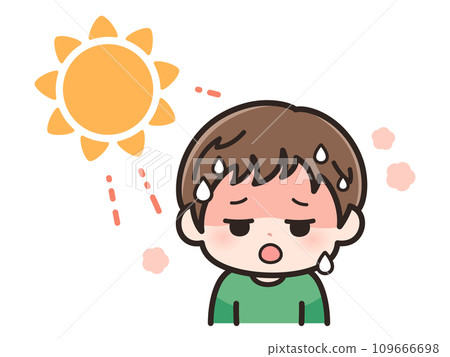 Illustration of a boy suffering from heatstroke 109666698