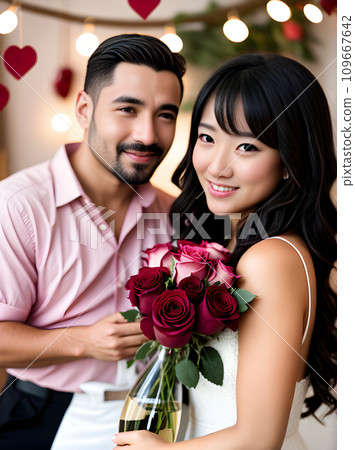 Detailed hearts champagne roses: VDay perfection. 109667642