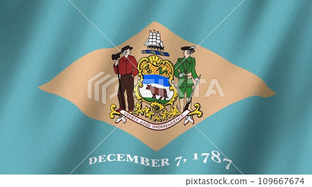 Delaware flag waving in the wind, Flag of Delaware images 109667674