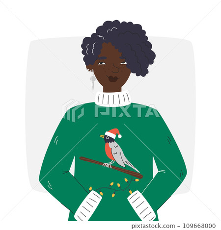 Nice pensive american girl with cool afro haircut 109668000