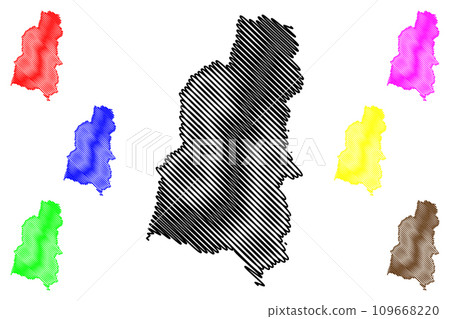 Godda district (Jharkhand State, Republic of India, Santhal Pargana Division) map vector illustration, scribble sketch Godda map Godda district (Jharkhand State, Republic of India, Santhal Pargana Division) map vector illustration, scribble sketch Godda map 109668220