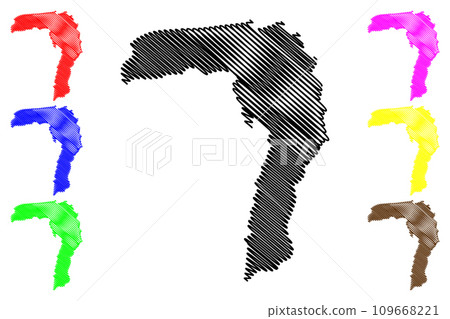 Golaghat district (Assam State, Republic of India) map vector illustration, scribble sketch Golaghat map 109668221