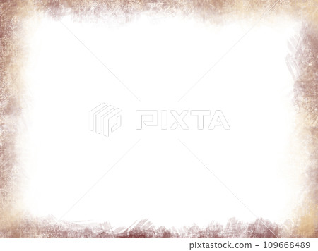 Grungy painted frame made of stains in brown and beige colors on white background. Textured frame. Grungy painted frame made of stains in brown and beige colors on white background. Textured frame. 109668489