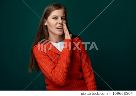 Smart 30 year old woman tells something in secret Smart 30 year old woman tells something in secret 109668564