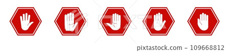 Stop hand adblock hexagon circle vector. Stop hand adblock hexagon circle vector. 109668812