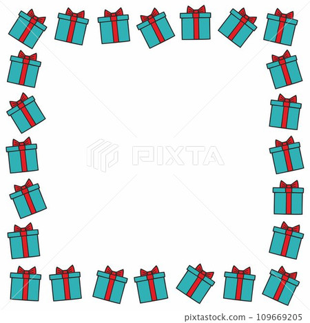 Doodle gift box colored frame illustration, Vector hand drawn illustration. Empty space for text. 109669205