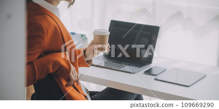 Audit concept,Administrator business man financial inspector and secretary making report calculating balance. Internal Revenue Service checking document. 109669290