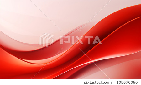 Abstract red and white waves design with smooth curves and soft shadows on clean modern background. Generative AI 109670060