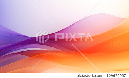 Abstract glow violet orange waves design with smooth curves and soft shadows on clean modern background. Generative AI 109670067