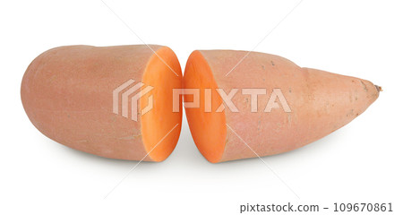 Sweet potato isolated on white background with full depth of field 109670861