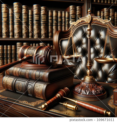 AI-generated content. Agreement contract on working desk in office. Law, legal services, advice, Justice concept. Generative AI 109671011