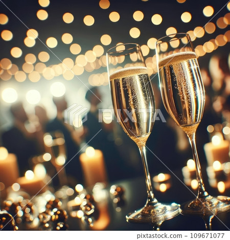 AI-generated content. Celebration toast with champagne. luxury and cozy concept. Generative AI 109671077