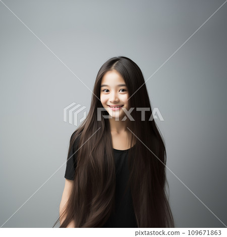 Beautiful smiling teenage woman with long hair 109671863