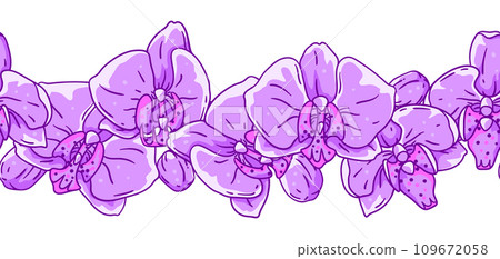 Pattern with orchid flowers. Beautiful decorative plants. 109672058