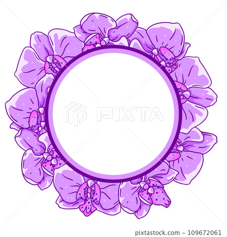 Frame with orchid flowers. Beautiful decorative plants. 109672061