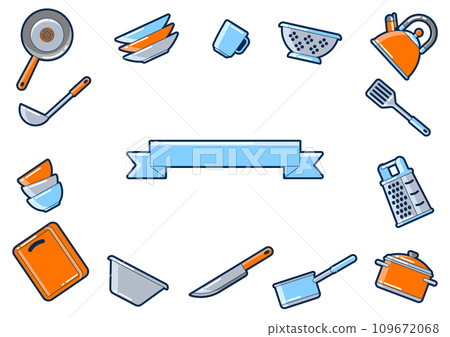 Background with kitchen utensils. Cooking tools for restaurant. 109672068